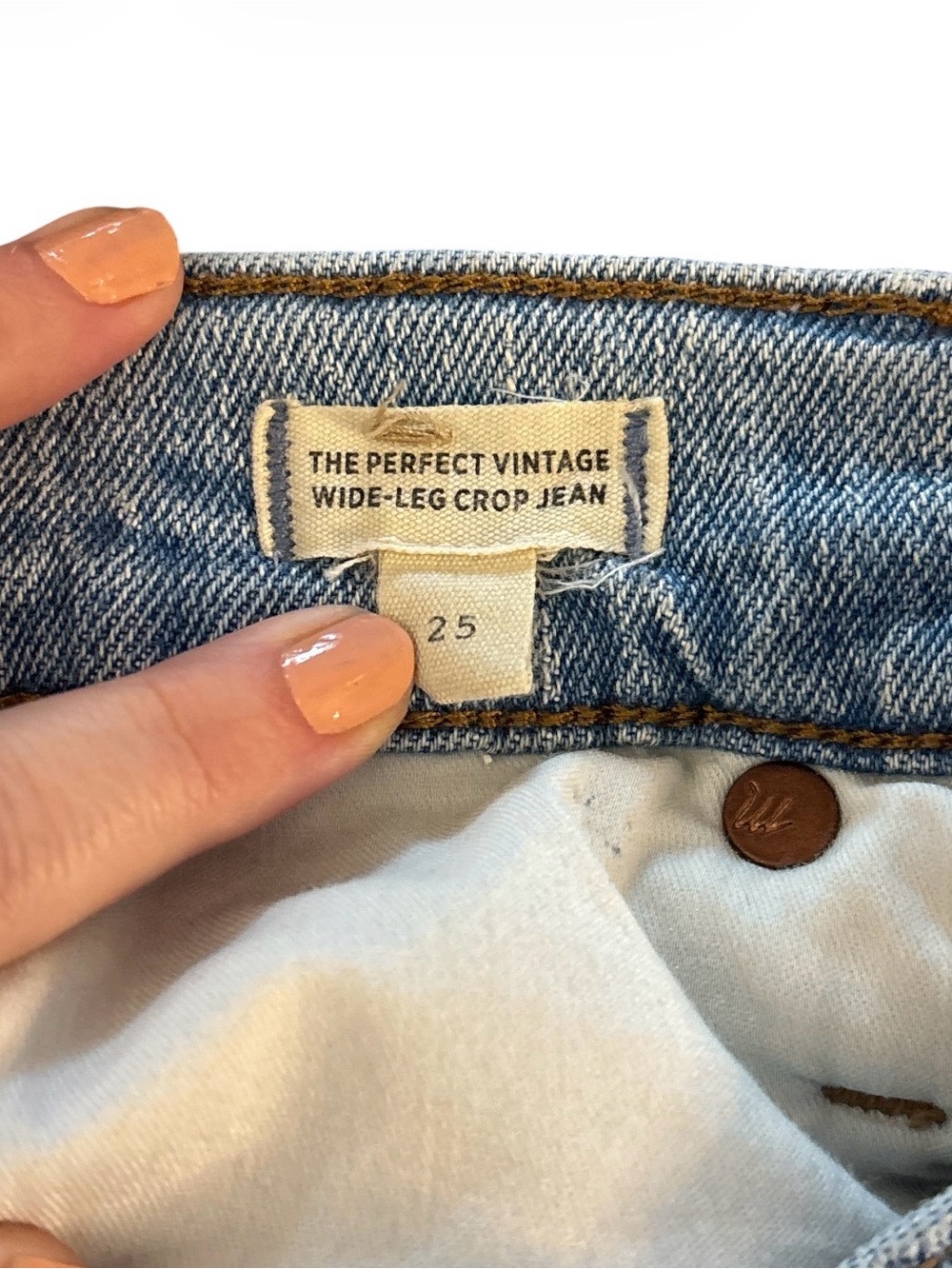 Madewell The Perfect Vintage Wide Leg Crop Jeans Sz 25 - Picture 7 of 8